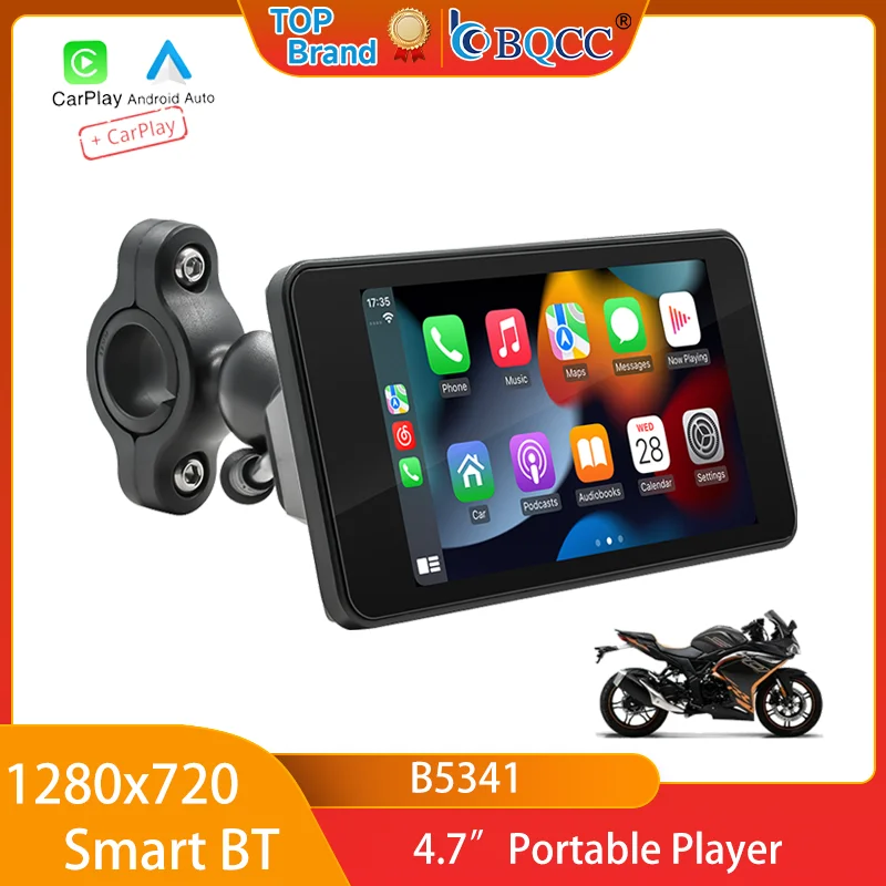 BQCC 4,7" Tragbarer Player Motorrad Carplay Navigator Life wasserdicht BT HD Retina Display CarPlay Android Auto Motorrad MP5 Image