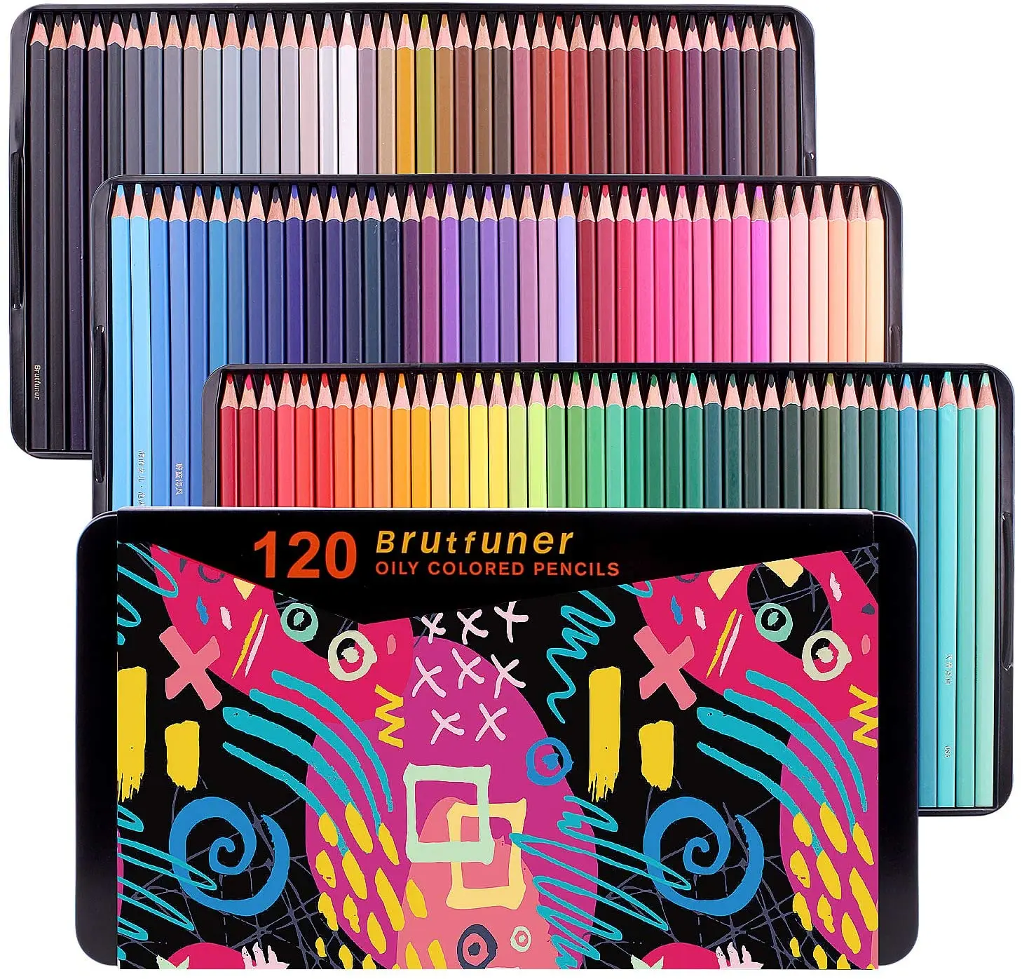 Brutfuner 72/120 Farbe Quadratische Fässer Pastell Buntstift Öl Zeichnung Bleistift Zinn Box Für Skizze Studenten Kunst Set Geschenk Liefert Image