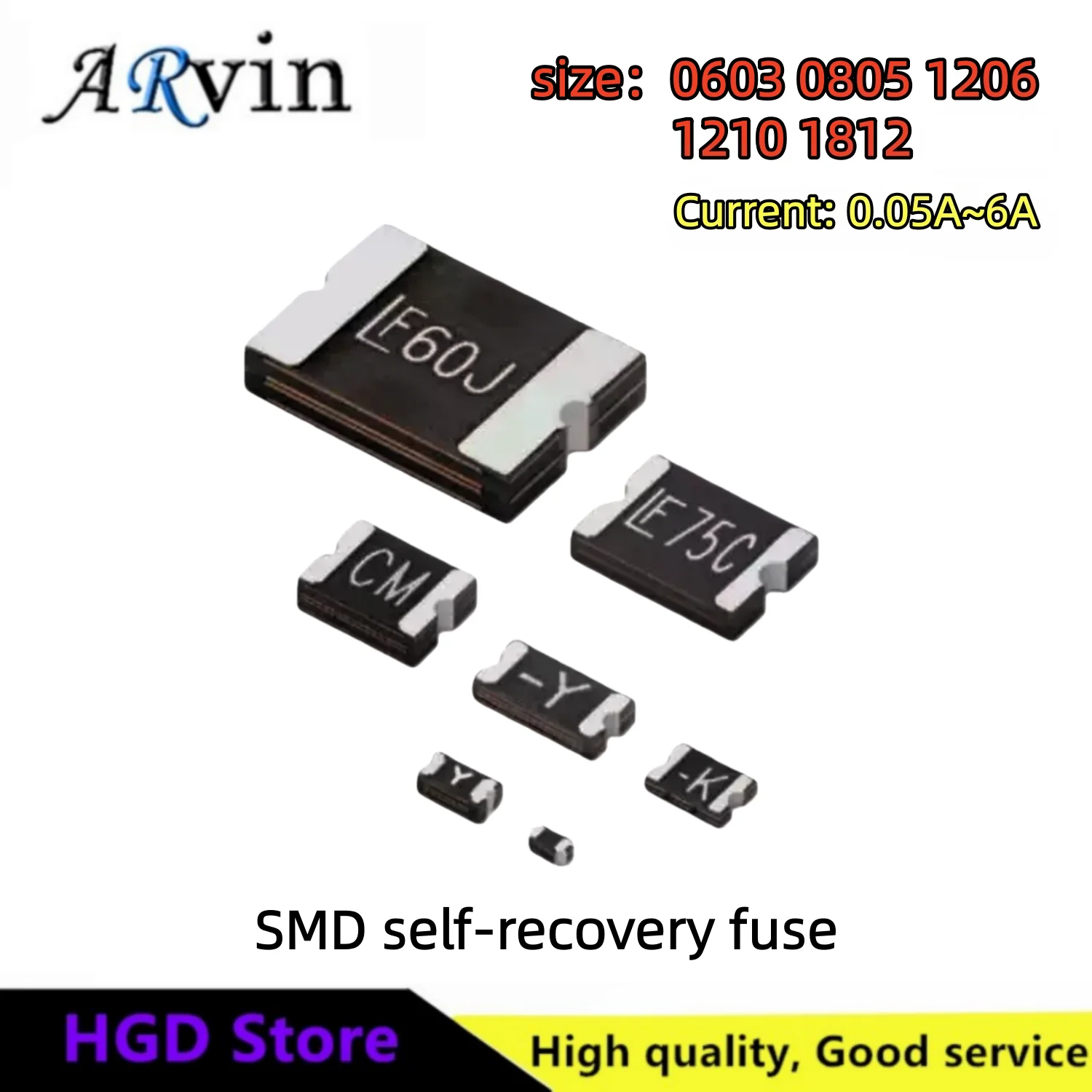 10 Stück 0603 0805 1206 1210 1812 SMD Self-Recovery-Sicherung 0,1 A 0,2 A 0,5 A1 A2A4A5 A 500 mA 6 V 12 V 16 V 24 V Image