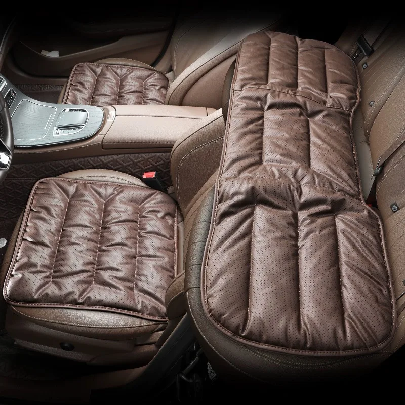 Nappaleder Atmungsaktives Autositzkissen Weiche Universal Anti Slip Auto Sitzschutz Pads Autositzbezüge Innenzubehör Image