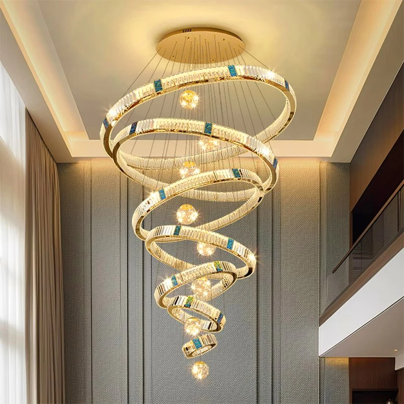 Kristall-Kronleuchter für moderne Inneneinrichtung, Treppen-Pendelleuchte, Pendelleuchten für das Wohnzimmer, Innenbeleuchtung