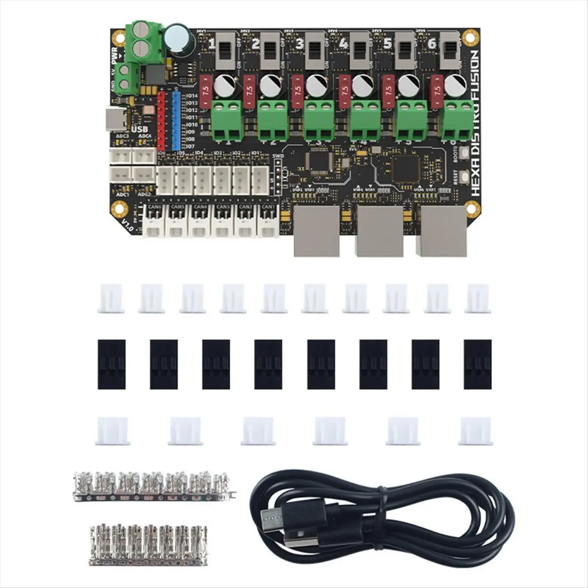 TOP! 3D-Drucker Multifunktions-HUB Hexa Distro Fusion Board 6-Wege CANBUS USB 2.0 Stromverteilung Erweiterungsplatine Image