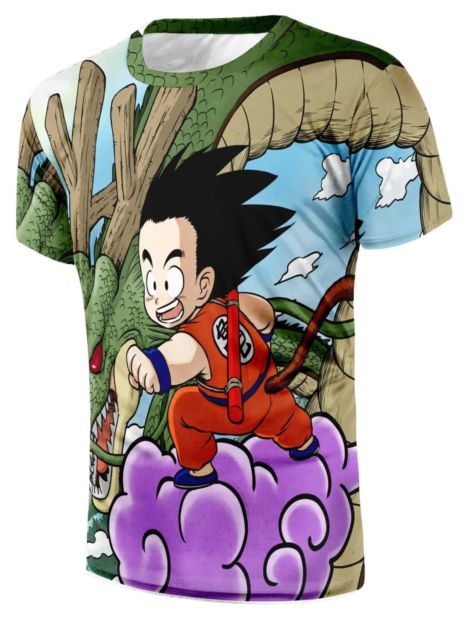 Japanisches Anime Dragon Ball Z 3D-gedrucktes süßes Goku-Kinder-T-Shirt mit fliegendem Nimbus Shenron Drachen-Gott-Motiv für Kinder und Erwachsene Cosplay-Oberteil Kleidung Image