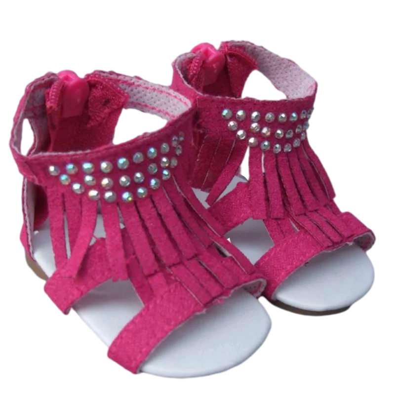 Sommerschuhe für 18 Zoll Mädchenpuppe Jean 7 cm Puppenschuhe für 45 cm wiedergeborene Babypuppe Quaste Sommersandalen Schuhe