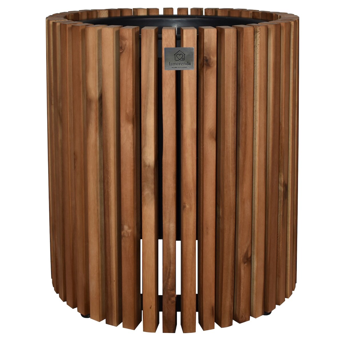LAMORENDA Pflanzgefäß Akazienholz D31 x 35 cm Dunkelbraun Image