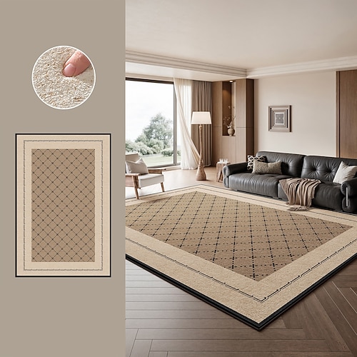 Vintage-Stil, strapazierfähiger Wohnzimmerteppich, antiker Look, Schlafzimmer-Sofamatte, großflächig, waschbar, leicht zu reinigen Image