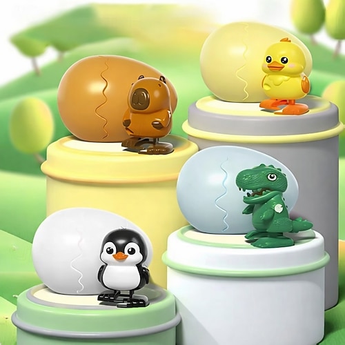 Ostergeschenk-Ei mit Aufziehmechanismus: Überraschungsei mit Tierschlüpffunktion, Dinosaurier-Ei-Schlüpfspielzeug, durch Drehen schlüpft ein laufendes Tier, wiederverwendbares Uhrwerkspielzeug für Image