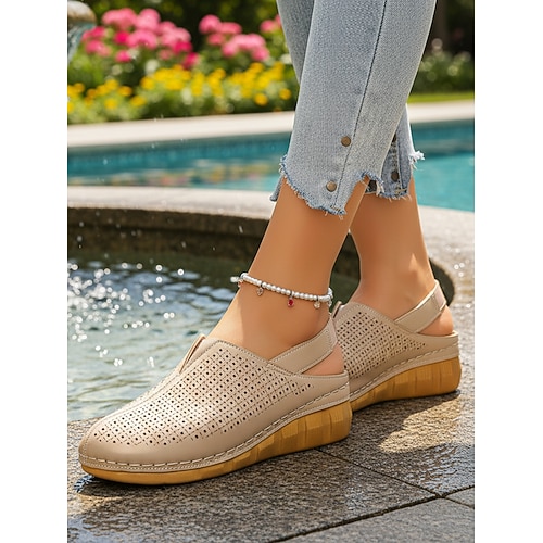 Rosafarbene, perforierte Slingback-Clogs für Damen – atmungsaktive, leichte Komfortschuhe für Freizeit, Spaziergänge, Reisen, Gartenarbeit und den täglichen Gebrauch Image