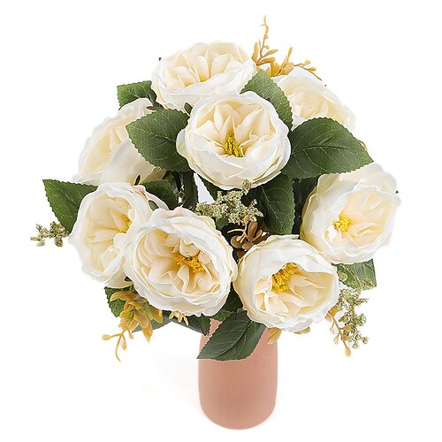 Künstliche Pfingstrosen der Sorte Austin Rose, europäisches Blumenarrangement für Hochzeiten, Außenbereiche, Heimdekoration, Tischdekoration Image