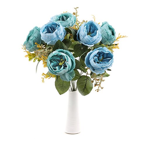 Künstliche Pfingstrosen der Sorte Austin Rose, europäisches Blumenarrangement für Hochzeiten, Außenbereiche, Heimdekoration, Tischdekoration Image