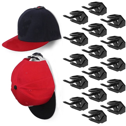 16er-Pack Huthaken für die Wand, selbstklebende Huthaken, bohrfreie und beschädigungsfreie Hutablage, minimalistischer Baseballkappenhalter Präsentation, starke Haft-Hutaufhänger zur Aufbewahrung zu Image