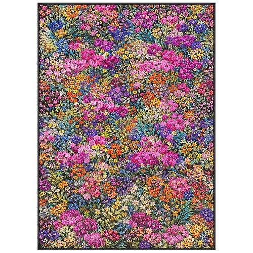 Buntes Blumenmuster auf einem Teppich für Wohnzimmer, Schlafzimmer, Büro oder Zuhause – rutschfest, pflegeleicht, weich und strapazierfähig. Image