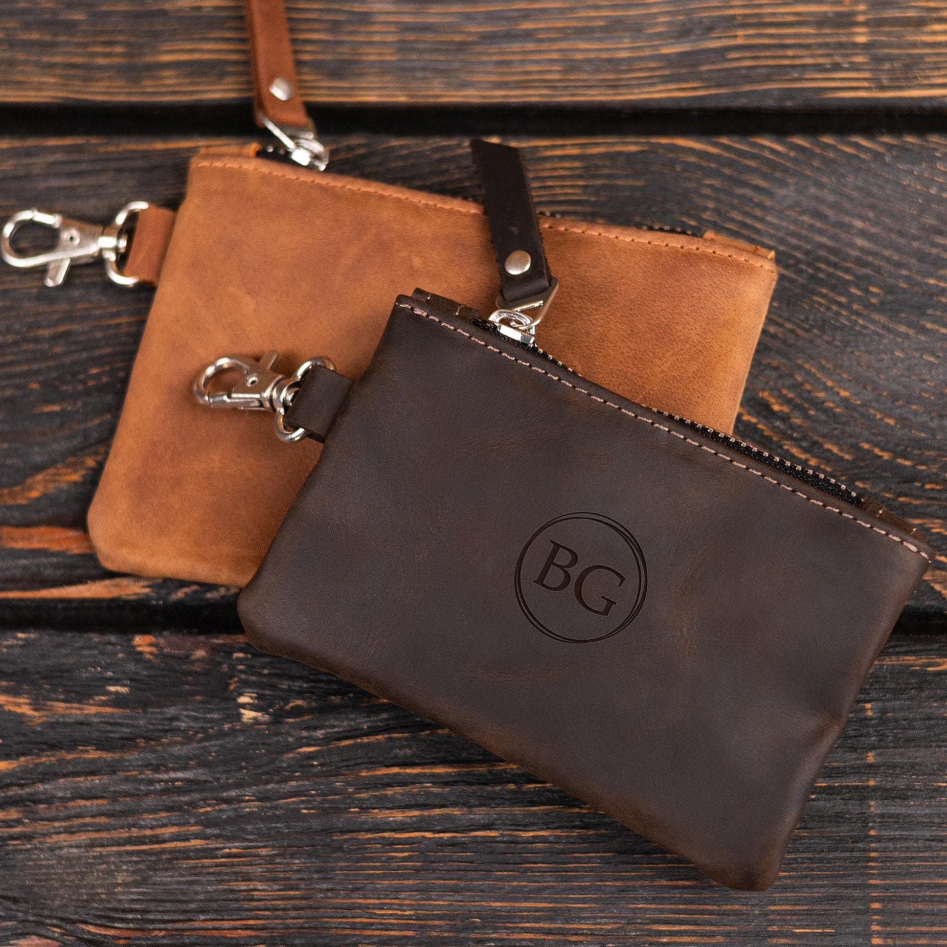 Mini porte-clés pochette zippée, porte-clés pochette en cuir, pochette plate zippée, pochette monnaie en cuir, porte-monnaie en cuir avec porte-clés,