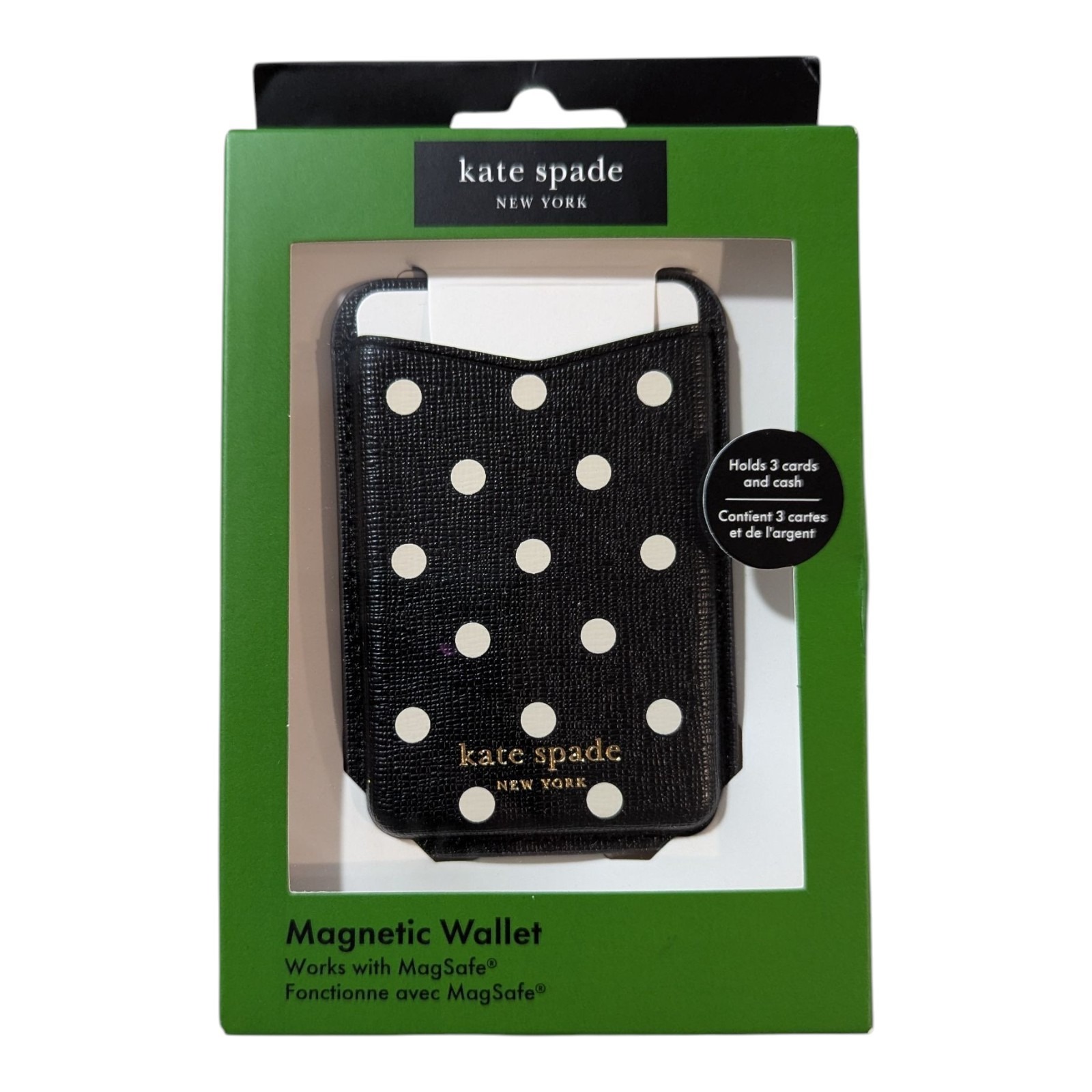 Kate Spade Cell Phones & Accessories | E7-N Kate Spade New York Magnetic Cell Phone Wallet With Magsafe - Black/Dotted | Color: Black/Tan | Size: Os