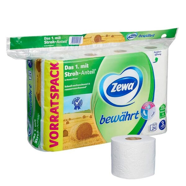 Zewa Toilettenpapier 3-lagig 24 Rollen weiß