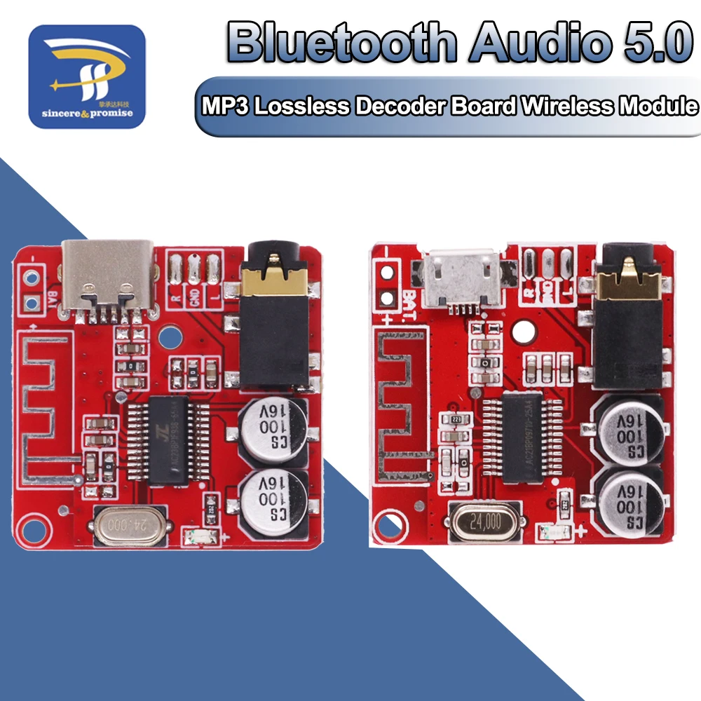Scheda ricevitore audio Bluetooth fai-da-te TYPE-C Bluetooth 5.0 MP3 Scheda di decodifica audio per auto senza perdita Modulo musicale stereo wireless 3.7-5V