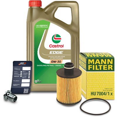 Mann-filter Ölfilter+Schraube+5 L Castrol 0W-30 [Hersteller-Nr. 10491637] für Saab, Opel, Cadillac