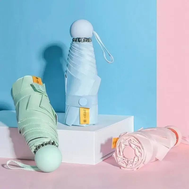 1PC Sonnenschirm Kleine und Tragbare Kapsel Regenschirm Regenschirm Weibliche Sonne und Regen Dual-Use-Sonnenschirm Image