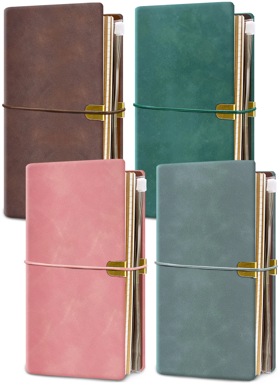 Vintage-Riemen-Notizbuch aus weichem Leder, 3 austauschbare Nachfüllungen mit linierten/gepunkteten/leeren Seiten Image