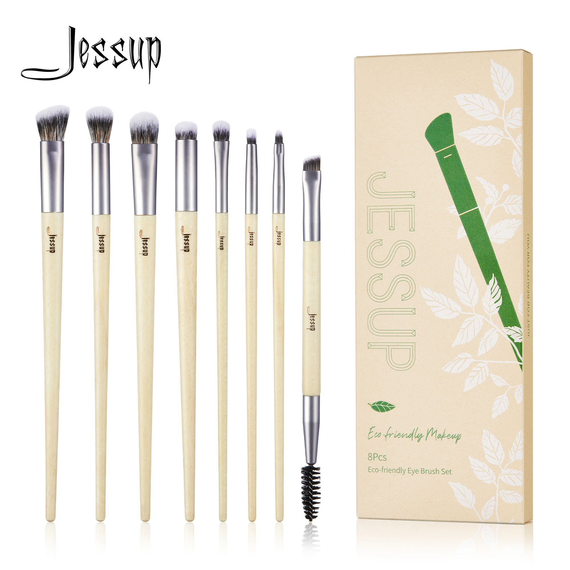Jessup Lidschatten Pinsel Set 8 stücke Grausamkeit frei Präzision Duo Augenbrauen Pinsel Eyeliner Blending Concealer Spoolie T328 Image