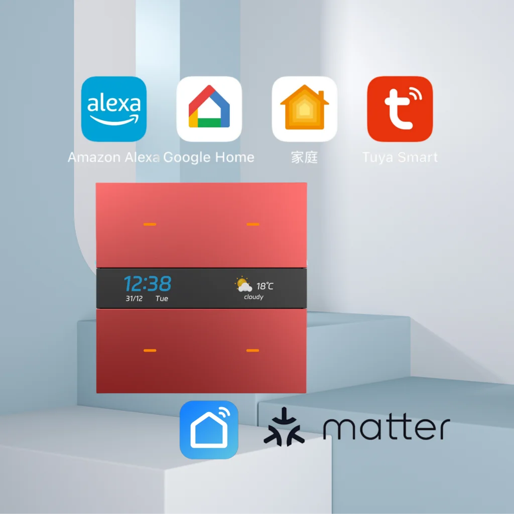 M8Pro Tuya Smart Switch, Zigbee 3.0 Hub: HD-Wetter-/Uhranzeige, Szeneneinstellung, Steuerschalter für mehrere Geräte Image