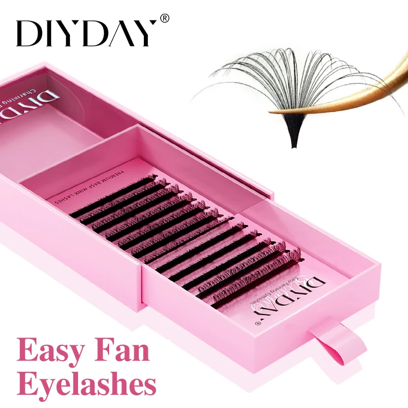 DIYDAY Easy Fan Volume Wimpernverlängerungen Großhandel C D Curve Easy Blooming PBT Nerz Wimpern Kamelie Falsche Wimpern Zubehör Image