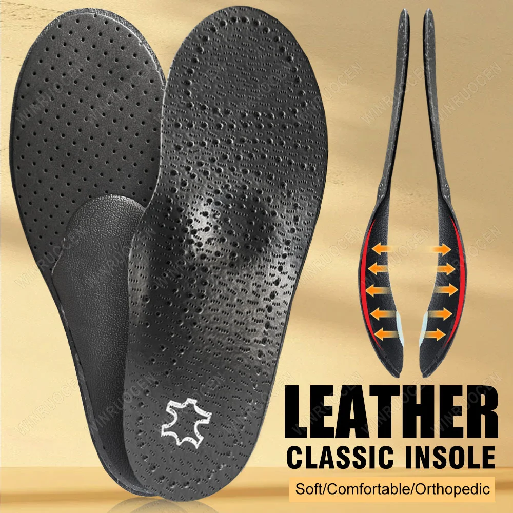 Leder Plantarfasziitis Schuh Pads Für Plattfuß Orthopädische Einlegesohlen Schmerzen Arch Support Einsätze Korrektur OX Bein Einlegesohle Image