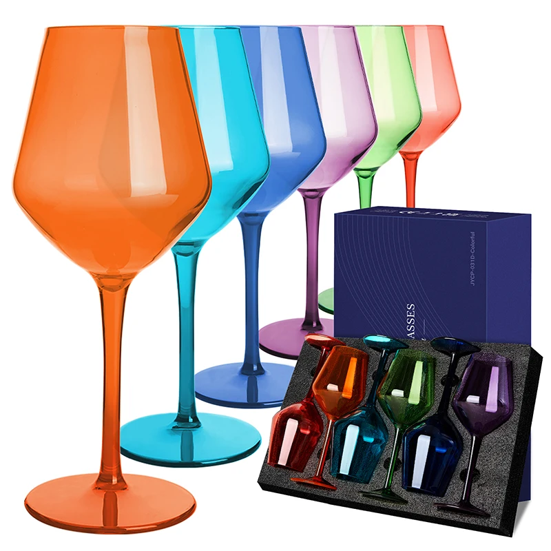 MICHLEY 2/4/6PCS Unzerbrechliche Bunte Tritan Kunststoff Wein Glas Set Wiederverwendbare Luxus Für Party Outdoor Spülmaschine glaswaren Image