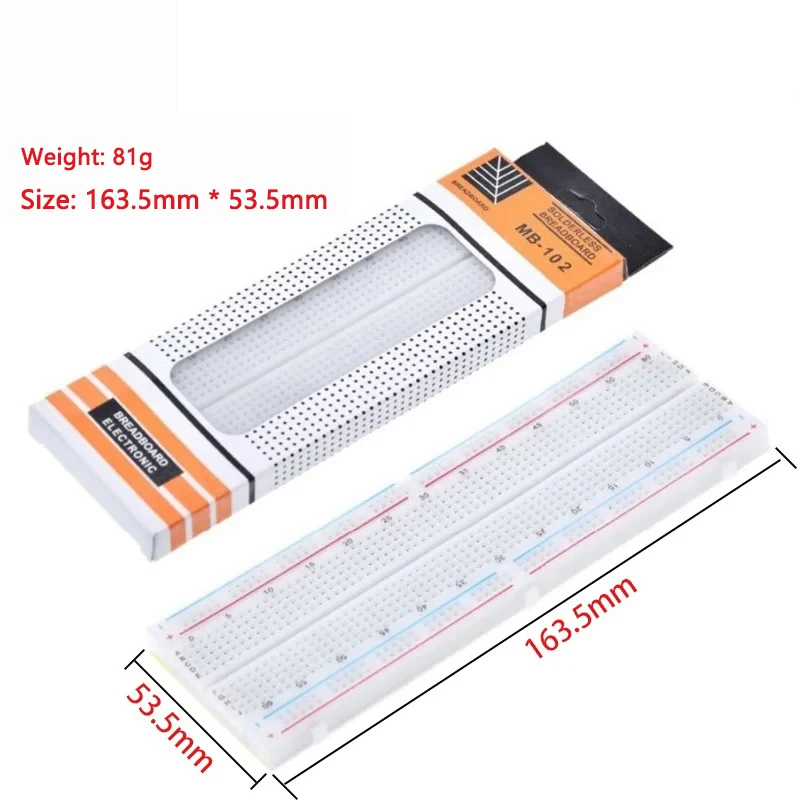 MB-102 Steckbrett mit roter und blauer Linie, 830-Loch, experimentelle Verbindungsplatte, 165 × 55 * 10 mm Image