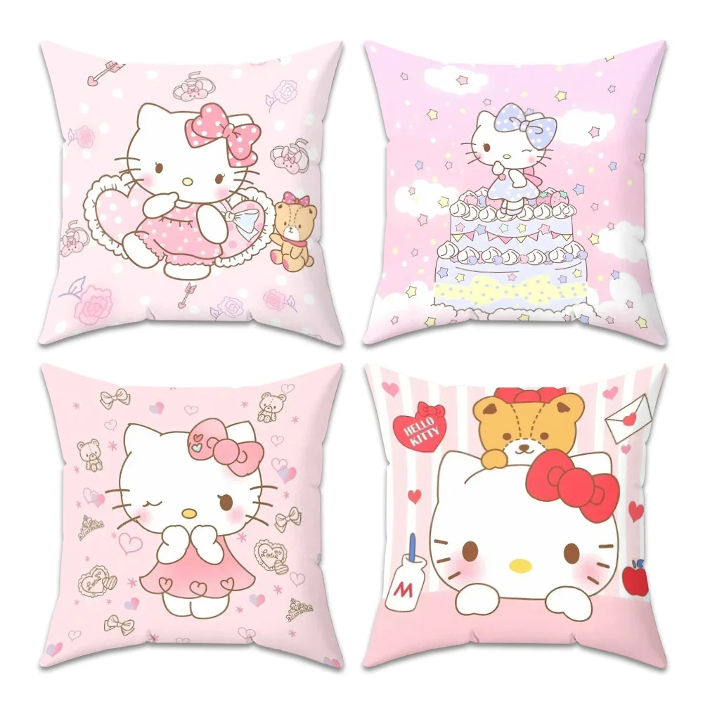 Dekorativer Sofakissenbezug, 45 x 45 cm, Hello Kitty Sanrio, Heimdekorationszubehör, Kissenbezug, 40 x 40 Couchkissen für Schlafzimmer Image