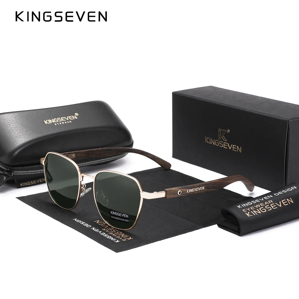 KINGSEVEN Qualität Upgrade Ebenholz Sonnenbrille Männer Polarisierte UV400 Schutz Retro Brillen Frauen Oculos Image