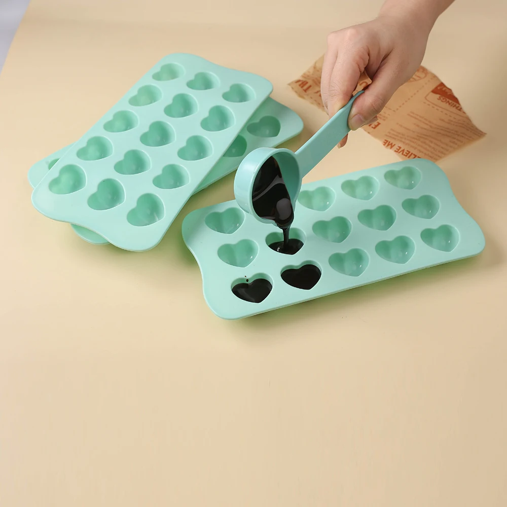 1PC/2PCS 15 Loch Liebe Schokolade Form Lebensmittel grade Silikon Hohe Temperatur Beständig Kuchen Form Backen werkzeug Image