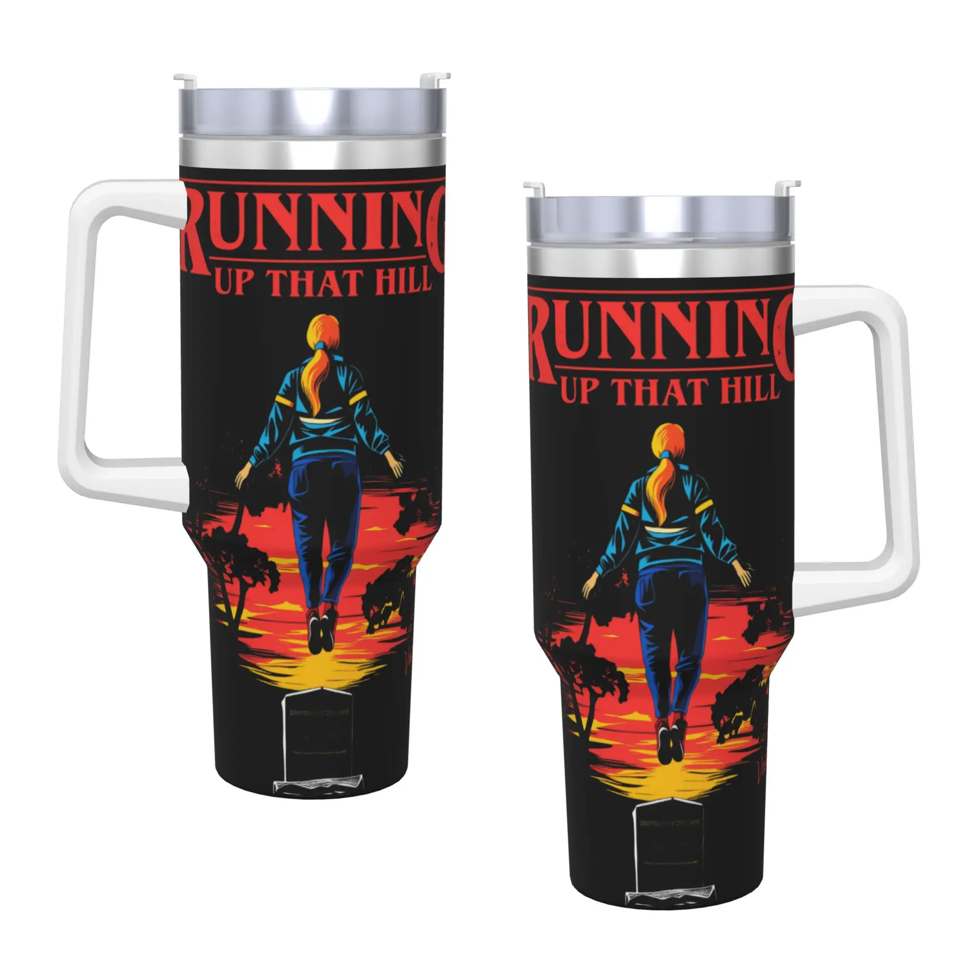 Edelstahlbecher, amerikanische TV-Serie, Autobecher mit Strohhalmen, Eddie Munson Travelist, Wasserflasche für kaltes Getränk, 40 Unzen Kaffeetasse Image