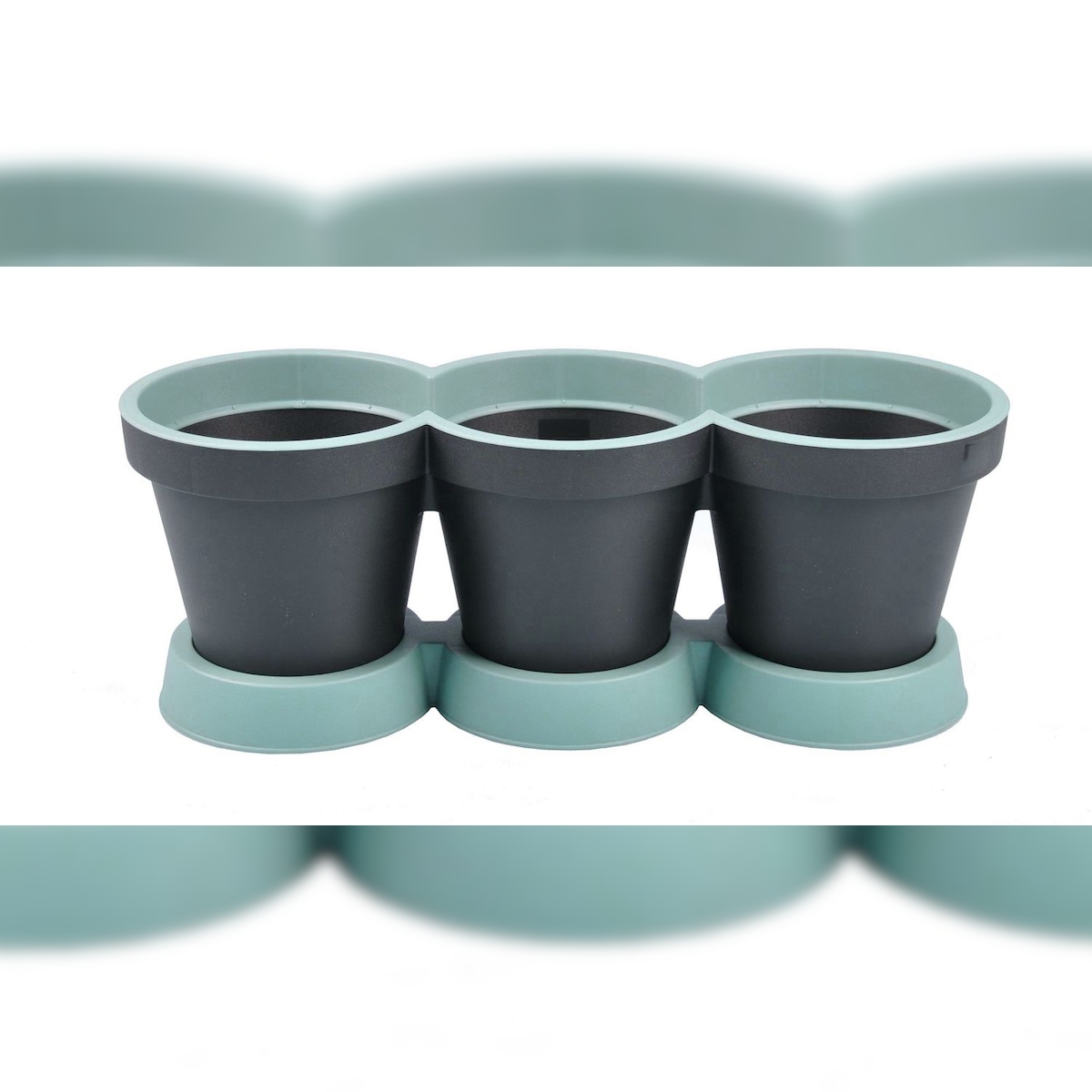 3er Kräutertopf Blumentöpfe Kräutergarten Pflanztopf Blumenkasten Terrassendeko petrol Image