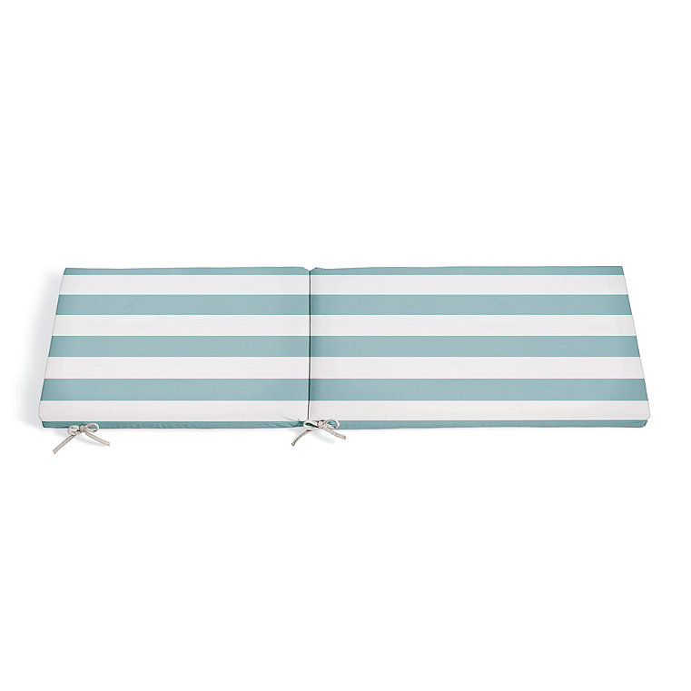 74" X 23" Chaise Cushion - Knife-Edge, Knife Edge/Awning Stripe Aquatic - Grandin Road