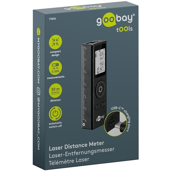 goobay Laser-Entfernungsmesser »77834«, 2.1x1.3x6.7 cm Image