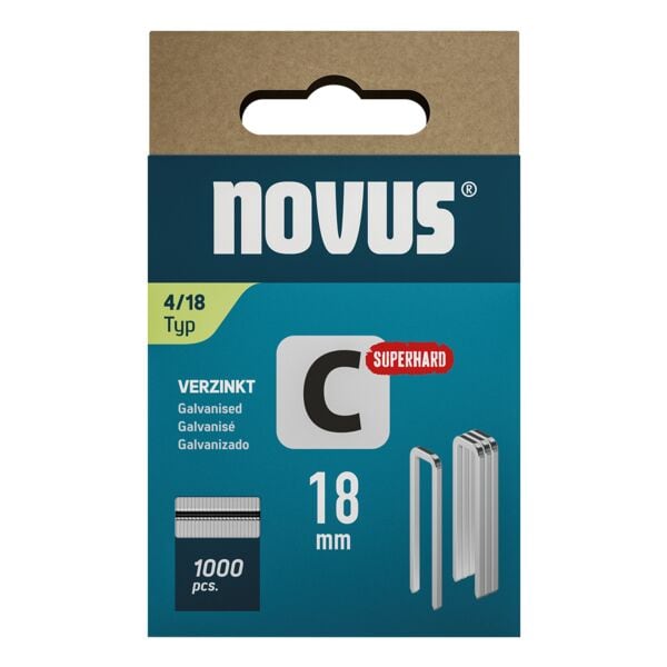 Novus Heftklammern Schmalrückenklammern C Typ 4 18 mm 1000 Stück silber Image