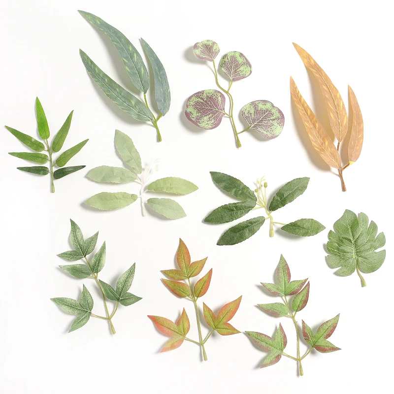 10/30Pcs Green Artificial Leaves for Home Room Decor Wedding Garden Decoration Outdoor Fake Plants Bride DIY Wreath Accessories