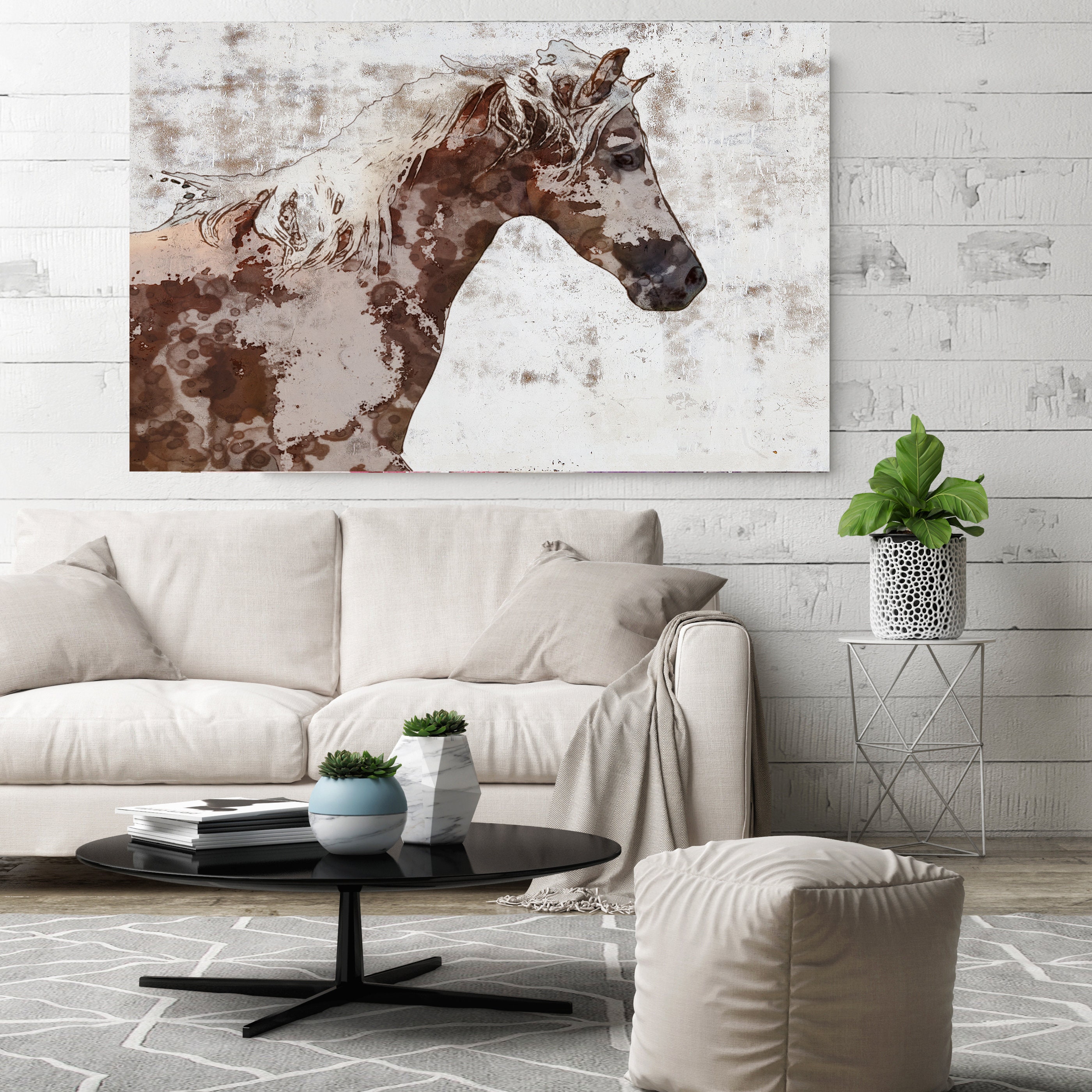 Splendido stallone marrone e bianco. Cavallo Pittura Cavallo Casa Decor Cavallo Tela Cavallo Tela Cavallo Arte Cavallo Stampa Cavallo Cavallo Parete D