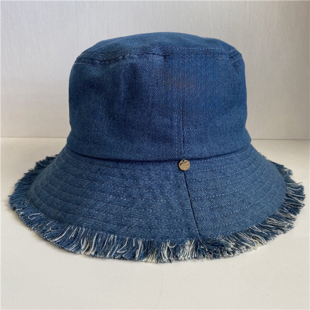 Cappello da pescatore in denim, cappello da pescatore a tesa larga per donna e uomo, cappello da pescatore unisex, cappello da sole, cappello da spiag