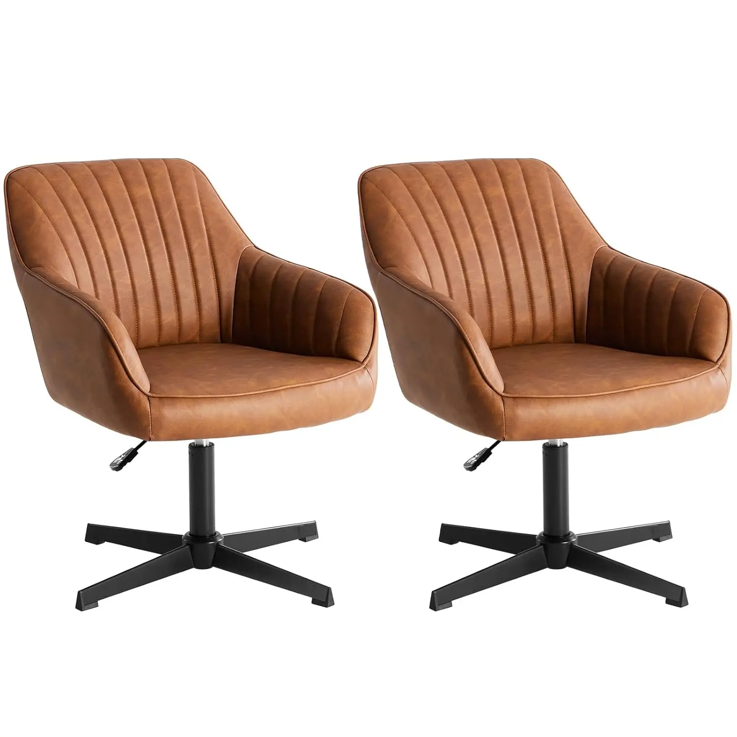 Höhenverstellbare drehbare Esszimmerstühle aus Leder mit Armlehne 360° ° Rotation Kitchen Room Brown 2er-Set, individuell gestaltet