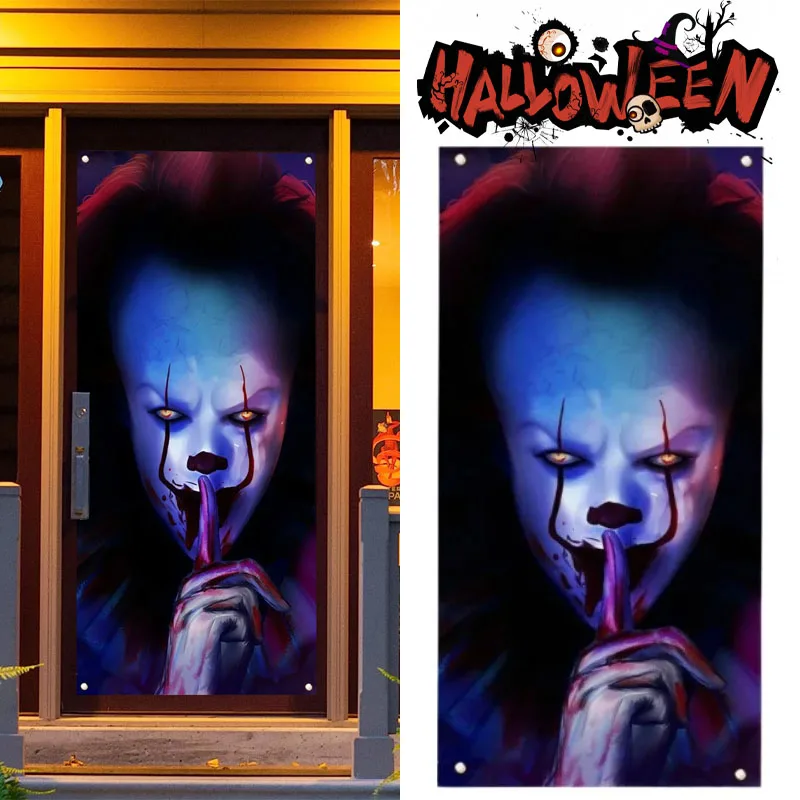 Halloween gruselige Clown-Türabdeckung, dekorativer hängender Stoffvorhang für Urlaub, Party, Dekoration Image