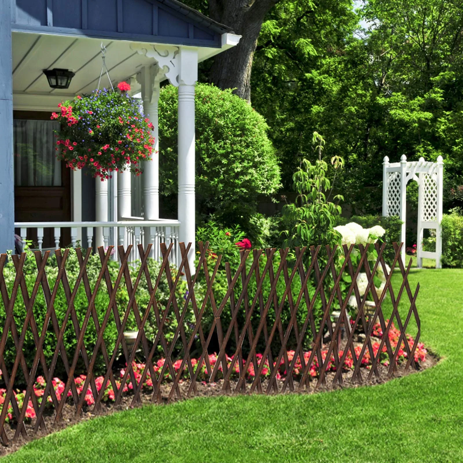 Garten-Erweiterungsspalier aus Holz, erweiterbare Spalier aus Aluminium, jedes Stück genietet, erweitert sich zur Unterstützung von Kletterpflanzen Image