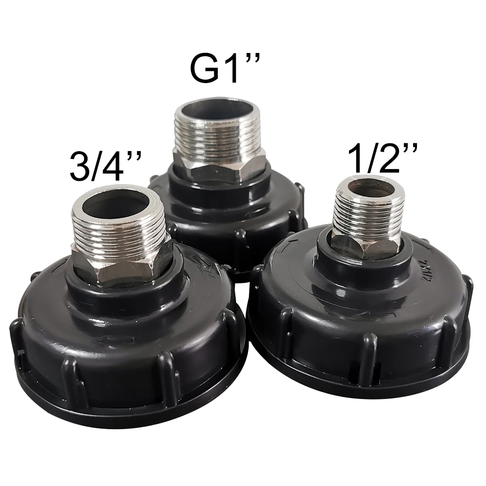 S60x6 Grobgewinde G1'' 1/2" 3/4" Außengewinde IBC Wassertank Ersatzadapter Edelstahl Auslauf Ablaufbeschläge Image