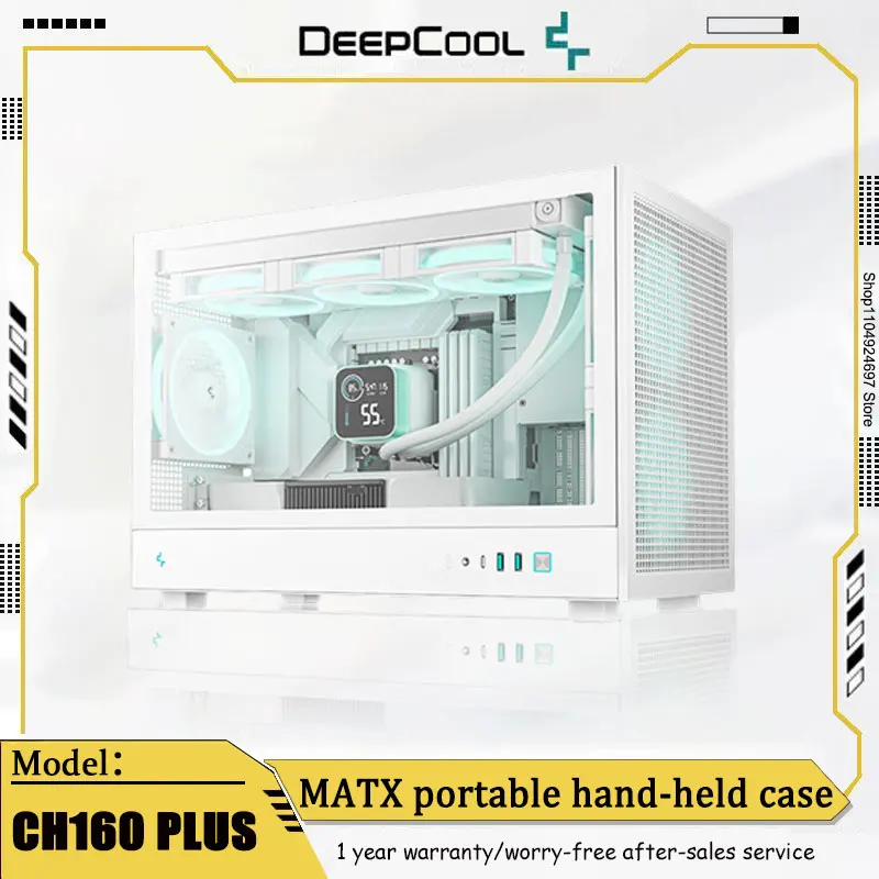 DEEPCOOL CH160 PLUS MATX-Chassis unterstützt 240 Wasserkühlung, lange Grafikkarte, Typ-C-MESH-Kühlplatte, praktisches Griffgehäuse Image