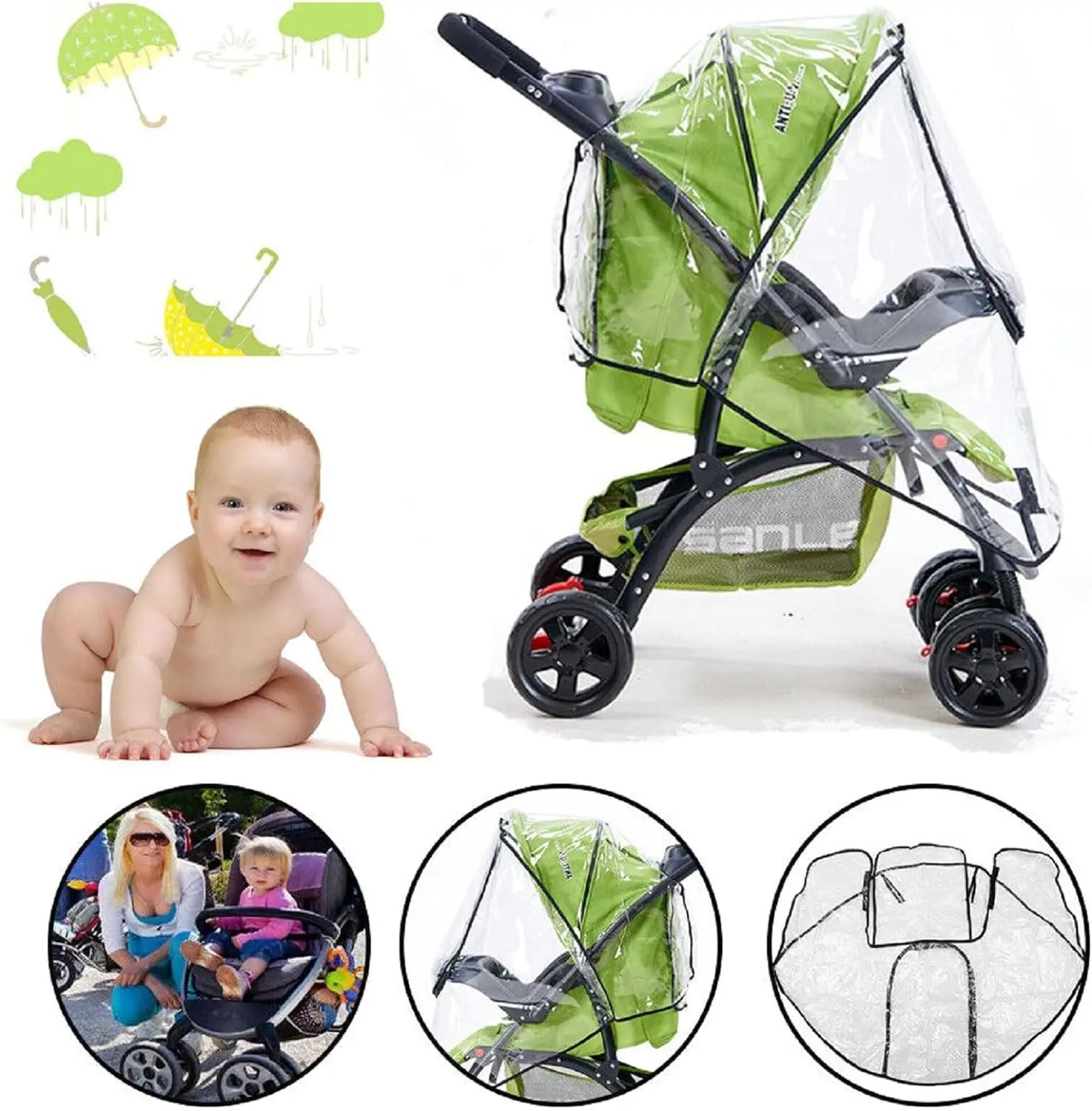 Kinderwagen Regenschutz, universelle Reise Wetterschutz atmungsaktive Kinderwagen Regenschutz für wind dicht, wasserdicht