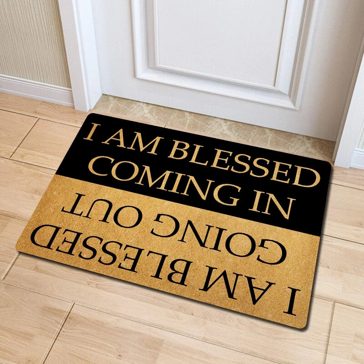 Lustige Willkommensmatten für die Haustür, „I Am Blessed Coming in and Going Out“-Fußmatte, humorvolle Fußmatte für den Innen- und Außenbereich Image
