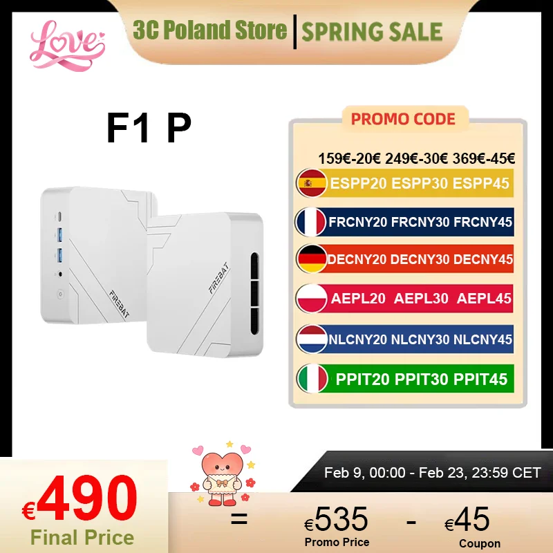 Firebat F1 P Mini-PC AMD Ryzen 7 H 255 16 GB DDR5 5600 MHz 512 GB SSD Win11 Pro Wi-Fi 6 BT5.2 USB4.0 Gaming-Desktop-Mini-Computer