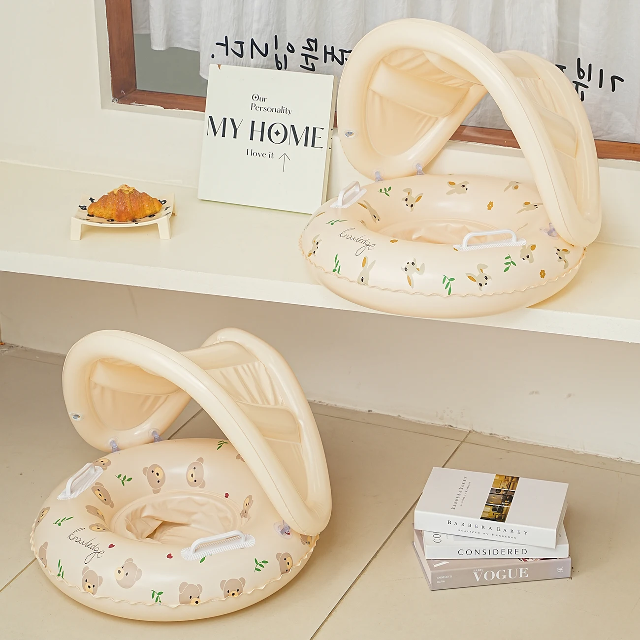 1 x Bären- und Kaninchen-Armschwimmer – verdickter aufblasbarer Poolschwimmer für Sommer-, Strand- und Poolpartys Image