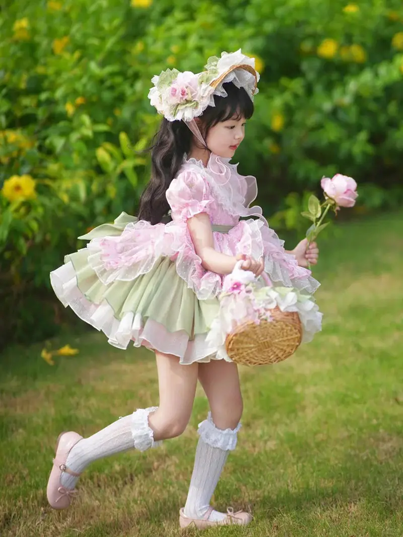 Baby Kleinkind Mädchen Herbst Sommer Süße Lolita Spitze Blumen Prinzessin Ballkleid Kuchen Layered Kleid Röcke Geburtstag Party Kinder Image